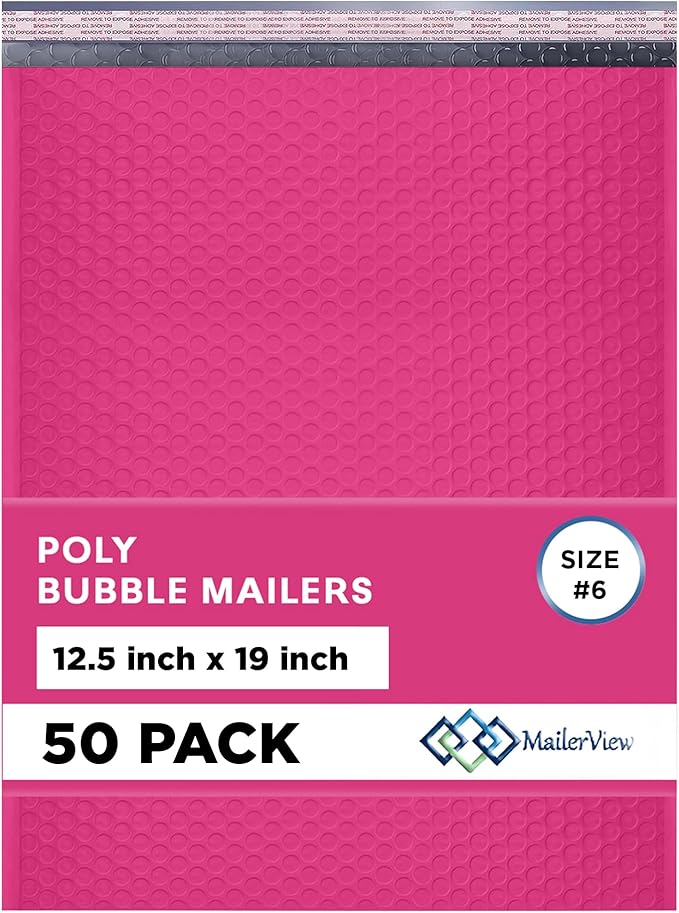 Hot Pink12.5x19.5 Inch Large Poly Bubble Mailers #6 | Padded Envelopes by MAILERVIEW