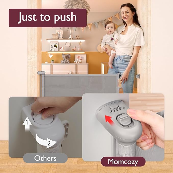 Retractable Baby Gate, Momcozy Extra Wide Mesh Baby Gates - Image 5