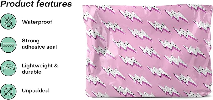 14x19 Poly Mailers – Lightning Bolt – Waterproof, Tear-Resistant Shipping Bags - Image 3