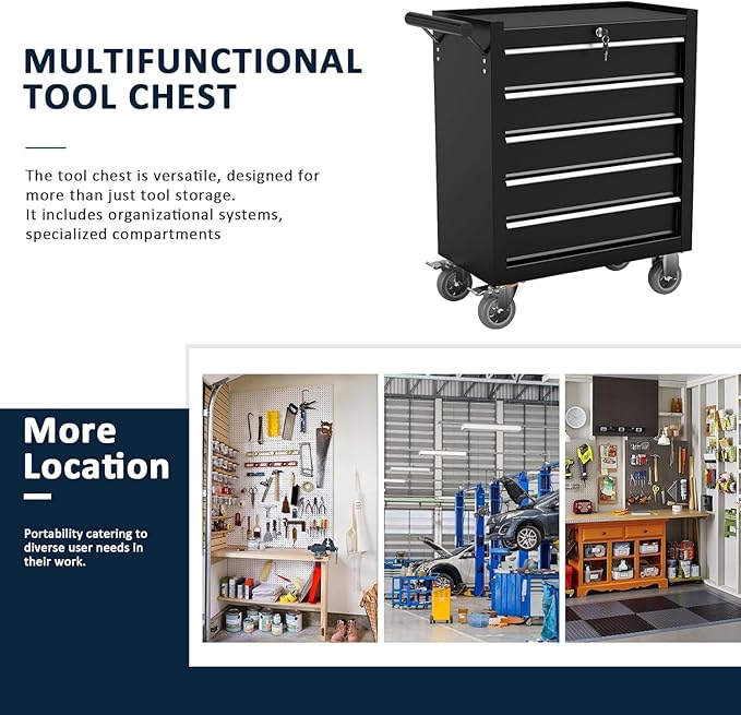 5-Drawer Metal Rolling Tool Chest - Image 7