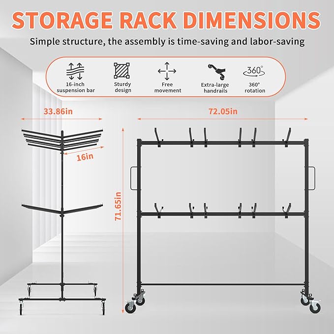 Folding Chair Rack for Storage, Folding Chair Cart 84 Chairs on Wheels Table - Image 2