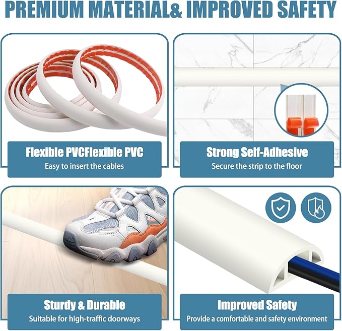 Floor Cord Covers for Wires 20FT Cable Hider Wire Cover Self Adhesive Cord - Image 3