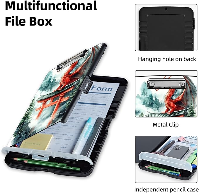 Clipboard with Storage Box & Pen Holder, Heavy Duty Clip Boards 8.5x11 - Image 3