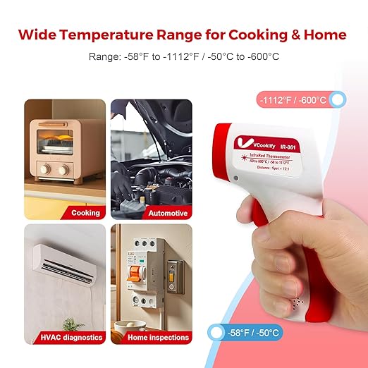 Infrared Thermometer for Meat, Laser Temperature Gun, -58~1112°F, DS 12:1 - Image 3