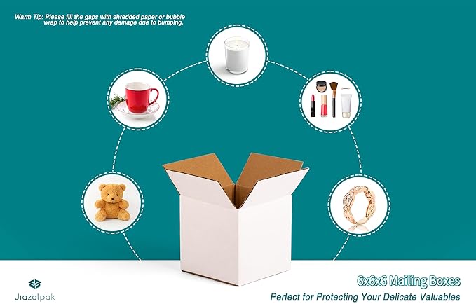 White 6x6x6 inches Shipping Boxes, Corrugated Cardboard 6x6 Box - Image 5