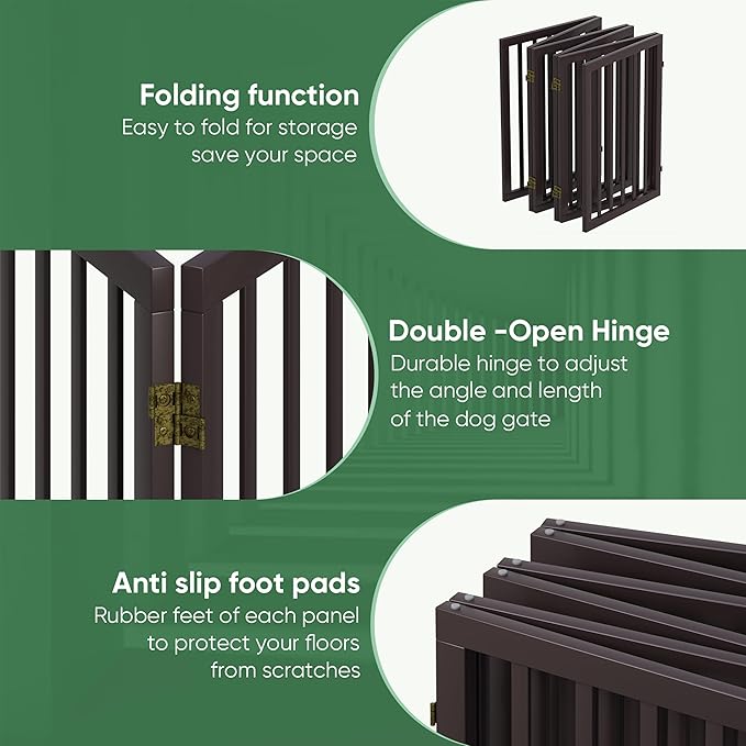 Dog Gates for Doorways, Foldable Dog Gate Indoor, Freestanding Pet Gates for - Image 4