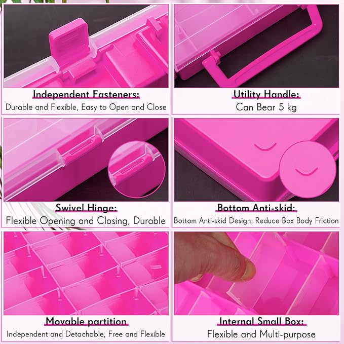 Juexica 2 Pcs Large 48 Grids Plastic Storage Bead Organizer Box, Tackle Box - Image 3