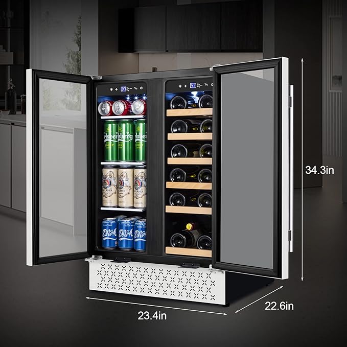 Tylza Wine and Beverage Refrigerator, 24 Inch Dual Zone Wine Fridge, Holds 20 - Image 6