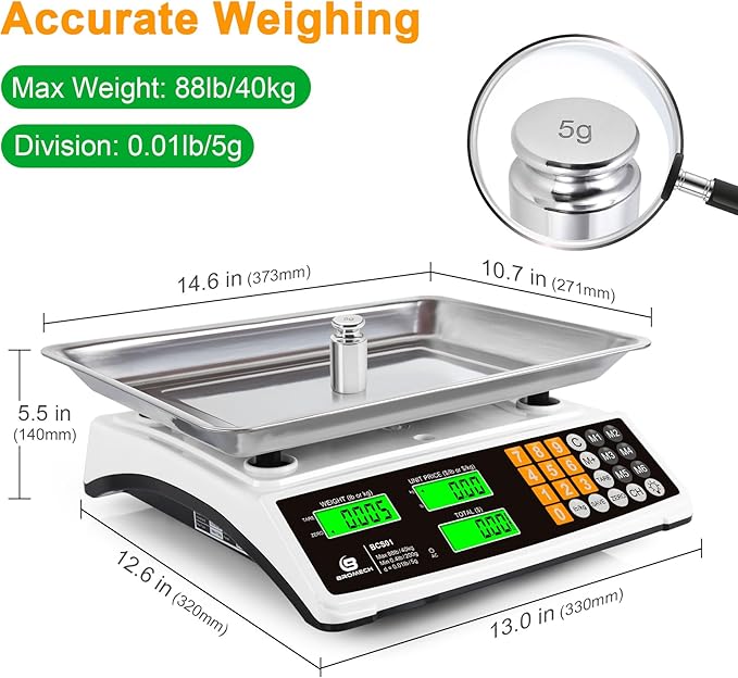 Price Computing Scale 88lb/40kg Commercial Food Scale - Image 4