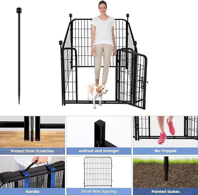 ADAVIN Tall Garden Fence with Gate, 48 in 4 Panels Heavy Duty Iron Metal - Image 3