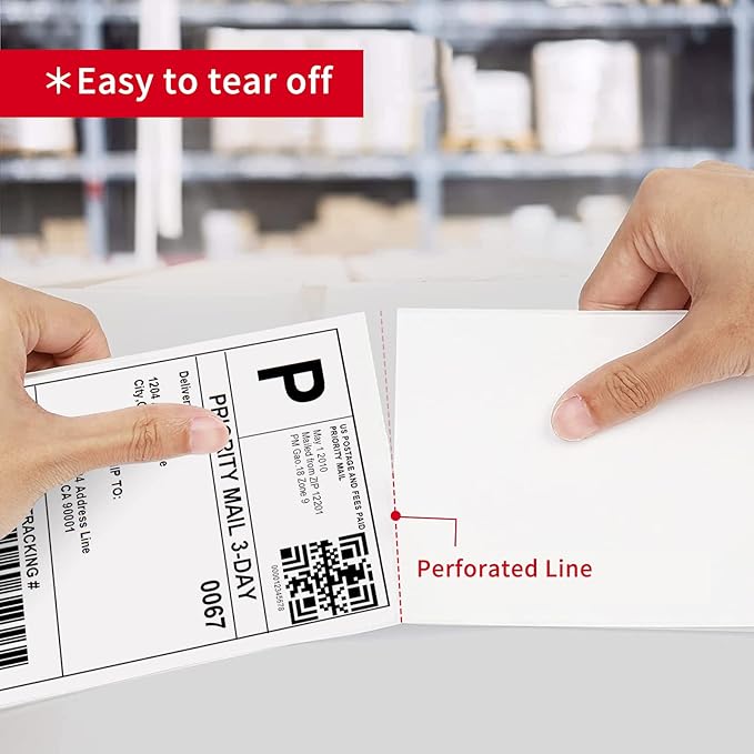 Misofuki 4x6 1 Stack 1000 Labels Fanfold Direct Thermal Shipping Labels - Image 4