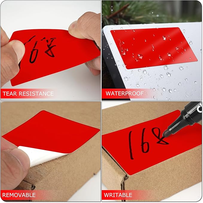 Red Rectangle Stickers 3 x 2 Inch Color Coding Labels Vinyl Roll Self-Adhesive - Image 3