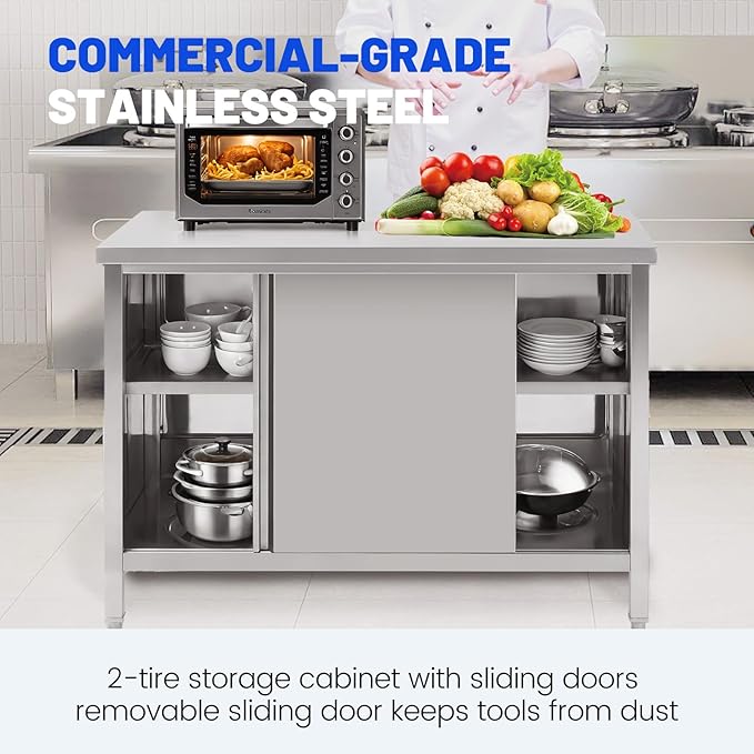 Hally Stainless Steel Cabinet, Large Storage Cabinet, Metal Table - Image 6