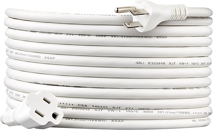 Amazon Basics Extension Cord, 20 Ft, 3 Prong Outlet Extender, Indoor Extension by AmazonBasics