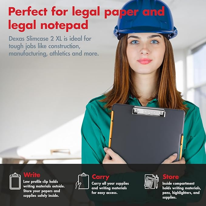 Dexas Legal Size XL Slimcase 2 Storage Clipboard, 15.5" x 10.5" - Image 3