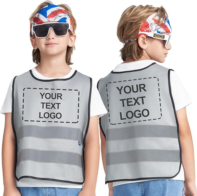 A-SAFETY Kids High Vis Reflective construction Safety vest customized LOGO by A-SAFETY