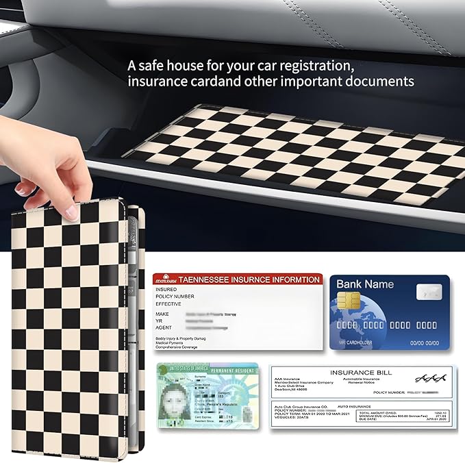 Premium Car Registration and Insurance Card Holder, Cute PU Leather Car - Image 3