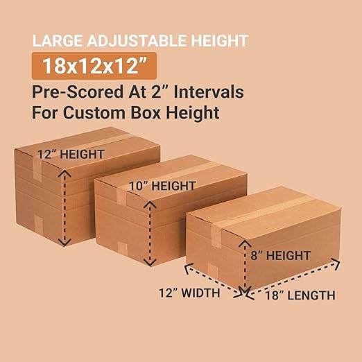 BOX USA Moving Boxes Large 18"L x 12"W x 12"H 25-Pack - Image 2