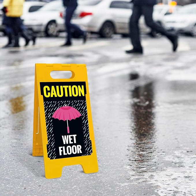 Caution Wet Floor Umbrella Sidewalk Sign Kit, 10x16 Inches, - Image 2