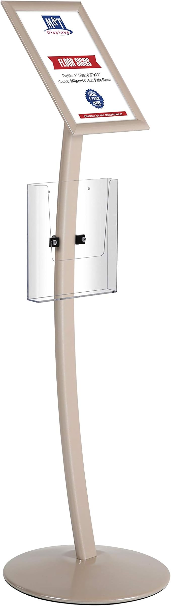 M&T Displays Curved Menu Board, 8.5x11 Inch Pedestal Sign Holder by MTDisplays