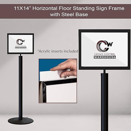 Floor Standing Sign Frame with Steel Low Profile Base, 11 inches by 14 inches - Image 6