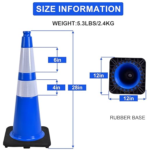 OrangeStar 28" Traffic Cones 8-Pack Blue Safety Cones - Image 6