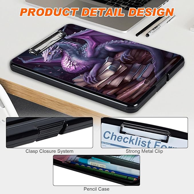 Clipboard with Storage, Hard Letter A4 Size Clip Board with Pen Holder & Paper - Image 4