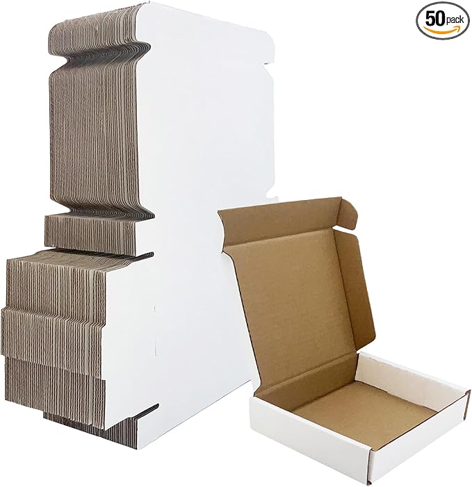 6x5x1 inch White Shipping Boxes 50 Pack, Small Corrugated Cardboard Mailer by Unknown