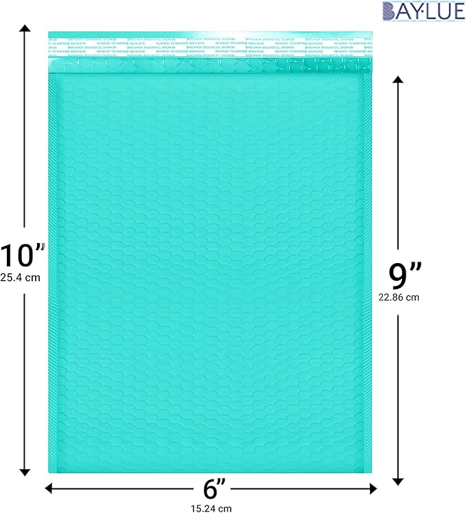 Teal Small Poly Bubble Mailers 6x10 inch #0 | Self Seal Padded Envelopes | - Image 2