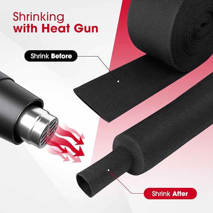 3/8" - 18 feet Cable Management Sleeving, 2:1 Fabric Heat Shrink Braided Sleeve - Image 2