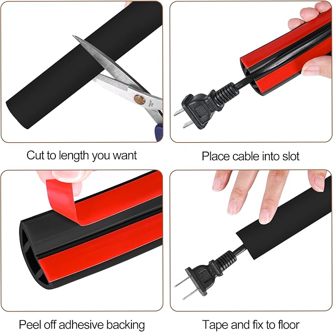 MYFAMIREA 5FT Floor Cord Cover for Wire Self Adhesive Cable Cavity Management - Image 5