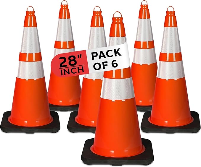 Pyle 28-Inch Safety Traffic Cones, Stackable PVC Construction by PyleUSA