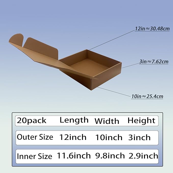 12x10x3 inch Shipping Boxes Pack of 20 - Image 7