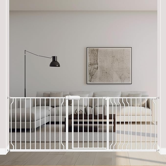 ALLAIBB Extra Wide Pressure Mount Baby Gate Auto Close White Metal Child Dog by ALLAIBB