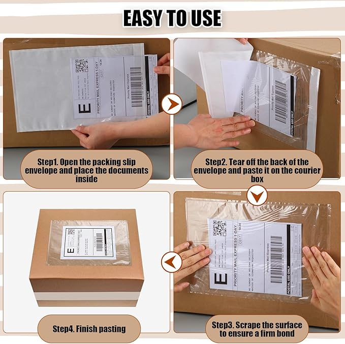 Cholemy 200 Pcs 9.5 x 12 in Clear Packing List Envelopes Shipping Pouches - Image 4