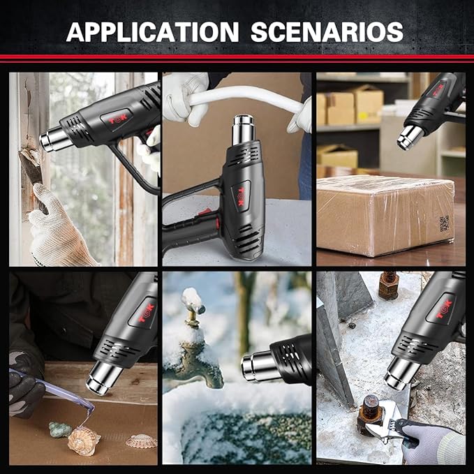Heat Gun, TGK® 1800W Heavy Duty Hot Air Gun Kit 122℉~1202℉ Dual Temperature - Image 7