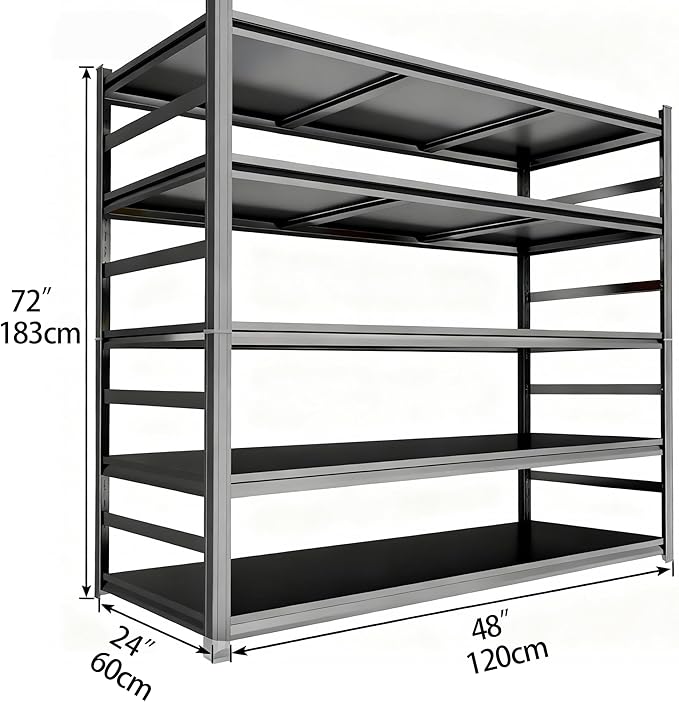 Garage Shelving, Adjustable 5-Tier Storage Shelves, Double-Thickened Columns - Image 3