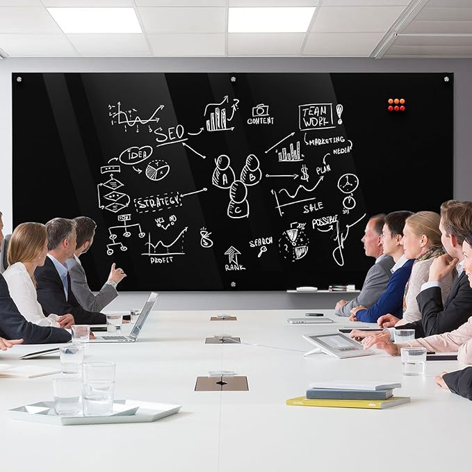 MaxGear Glass Whiteboard 96x48 Inches Wall Mounted, Magnetic Black Dry Erase - Image 5