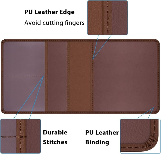 Car Insurance and Registration Holder, 5.5 x 5 Inch PU Leather Vehicle Glove - Image 5