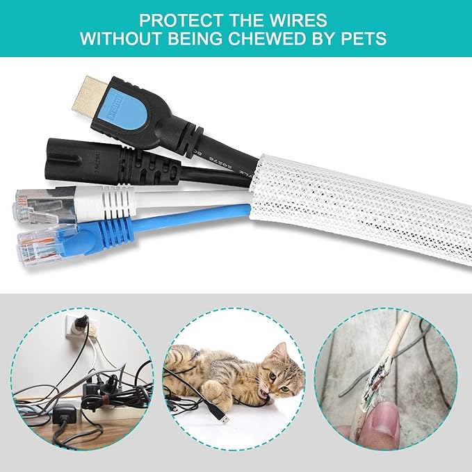 6.6ft - 4/5 inch Grey Cable Sleeve, Cable Organizer - Image 4