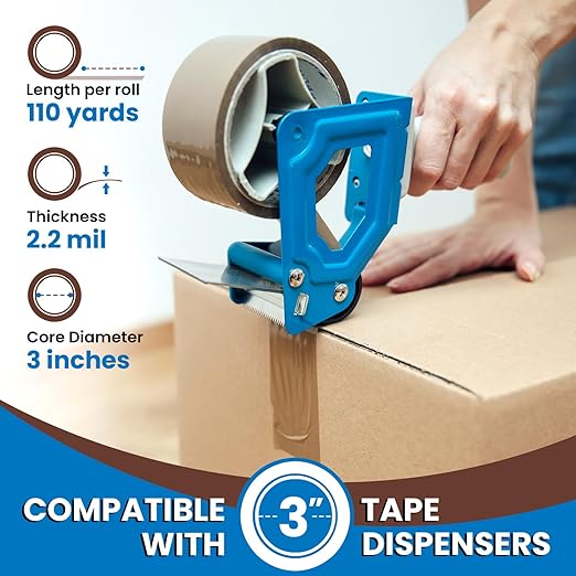 36 Rolls 2" Brown Premium Packing Tape, 110 Yards, 2.2 mil, Heavy Duty - Image 2