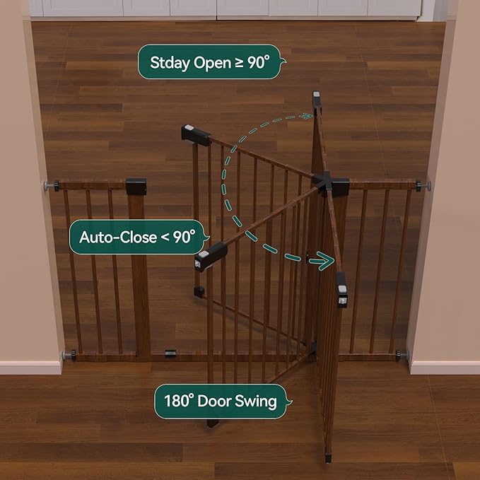 BABELIO Baby Gate with Black Wood Pattern, 29-48 Inch Auto Close Dog Gate - Image 5