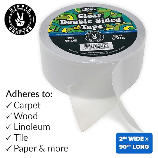 Clear Double-Sided Tape for Crafts, 2 Inch Wide Heavy-Duty Adhesive, Strong - Image 2