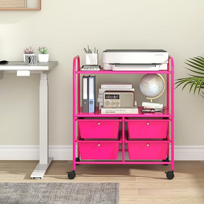 Giantex Rolling Storage Cart w/ 4 Drawers 2 Shelves Metal Rack Shelf Home - Image 2