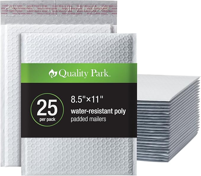 Quality Park Bubble Mailers, 8.25 x 11 Shipping Envelopes, Water Resistant by Quality+Park