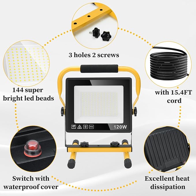 120W Led Work Light, 12000LM Portable Work Light - Image 3