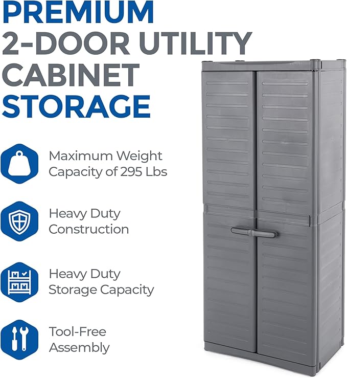 Gracious Living 3-Shelf Base Cabinet, MaxIt Lockable Utility Storage - Image 3