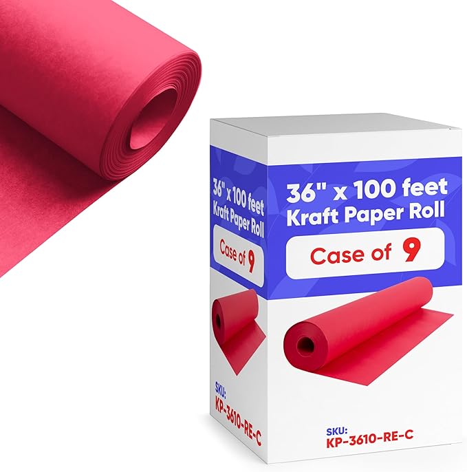 36" x 1200" Red Kraft Paper, 45 lbs Thickness, Kraft Paper by Paclord