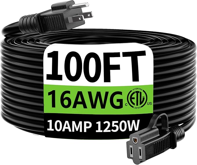 HUANCHAIN 16 Gauge 100 Ft Outdoor Extension Cord Waterproof, 16/3 Flexible by huanchain