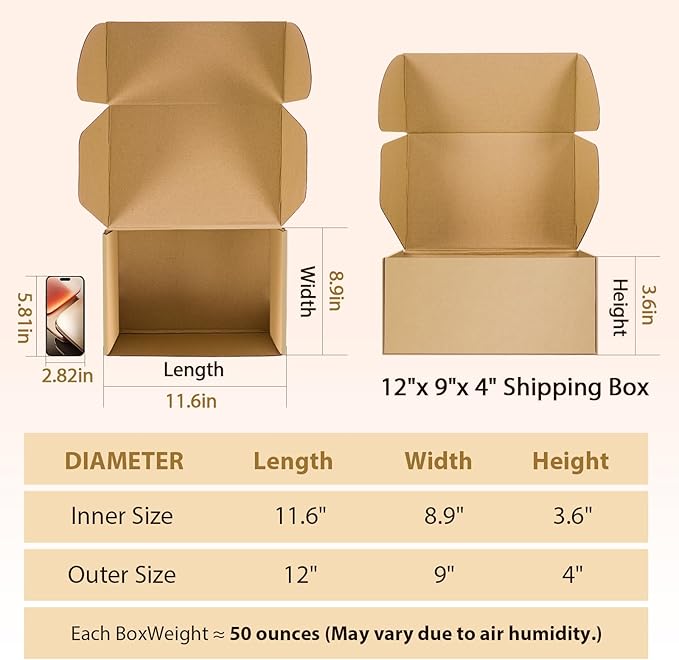 12x9x4 inches Shipping Boxes Set of 20, Small Corrugated Cardboard Box - Image 3
